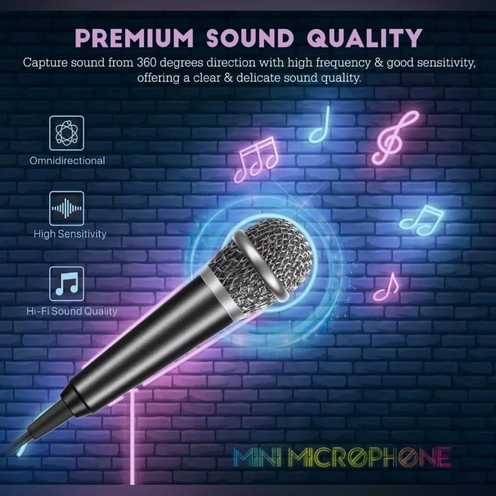Mini Microphone, Karaoke Microphone for Voice Recording Interview, Portable NWT